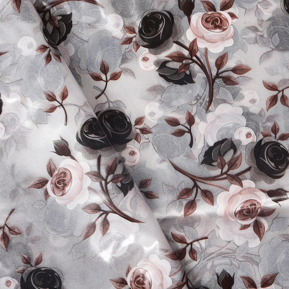 Kuber Industries Shower Curtain | 7 Feet | Bathroom Shower Curtain | AC Curtains | PVC Waterproof Window Curtain | Curtains for Bathtub | 8 Rings Curtain | Brown Rose | Transparent